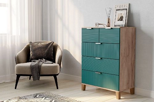 Комод Марвин Йорк 21 фрезеровка 8 Аквамарин - фото 1