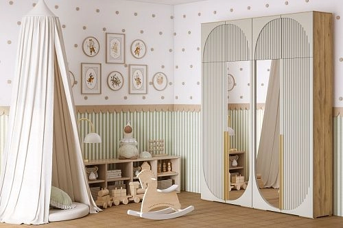 Шкаф распашной Брей-2.1 с антресолью Кашемир/Дуб Золотистый - фото 1