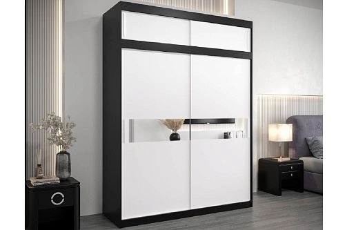 Шкаф-купе Бенито-2А Чёрный/Белый - фото 1