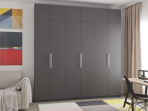 Шкаф распашной Калифорния-6 с антресолью Графит - фото 1