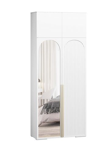 Шкаф распашной Брей-2 Хит с антресолью с зеркалом Белый - фото 4