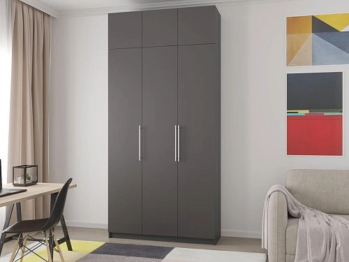 Шкаф распашной Калифорния-3 с антресолью Графит - фото 1