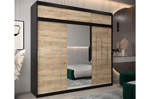 Шкаф-купе Валмиера-5А NEW Черный/Дуб Сонома - фото 1