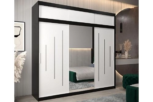 Шкаф-купе Валмиера-5А NEW Черный/Белый - фото 1