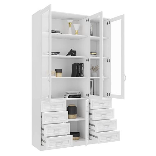 Шкаф Библиотека Библиограф 3.9 Рельеф Белый - фото 2