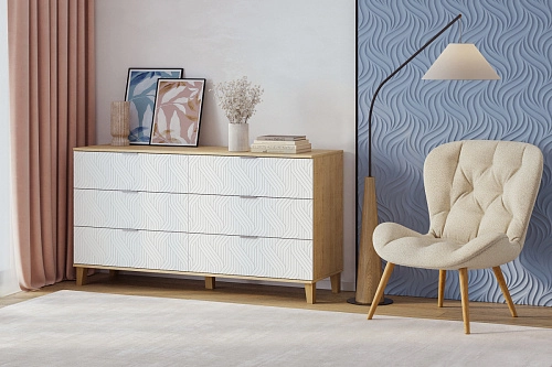 Комод Марвин 7.1 фрезеровка 3 Белый - фото 1