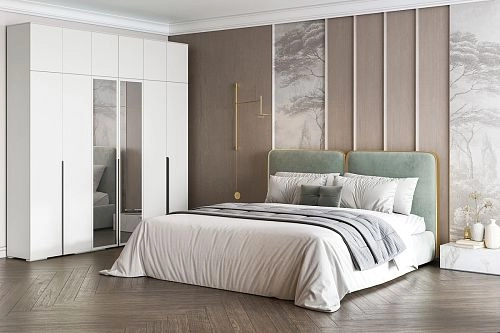 Шкаф распашной Солфорд 6 с антресолью с зеркалами Белый - фото 1