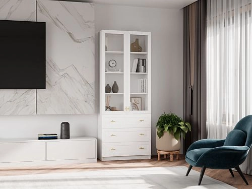 Стеллаж Билли Хелена-39 Белый/Золото - фото 1