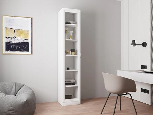 Книжный шкаф Библиограф 1.1 Рельеф Белый - фото 1