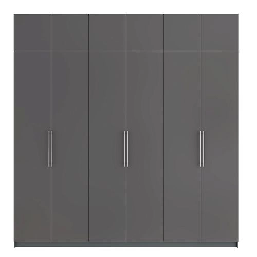 Шкаф распашной Калифорния-6 с антресолью Графит - фото 4