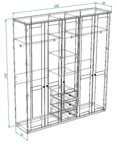 Шкаф распашной София РАХ-13 МДФ Аквамарин - фото 3