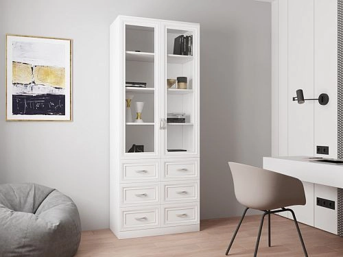 Книжный шкаф Библиограф 2.5 Рельеф Белый - фото 1