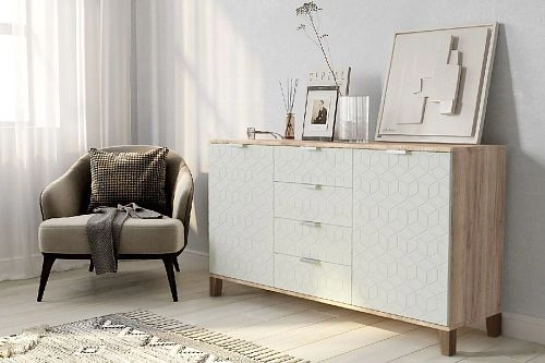 Комод Марвин Йорк 25 фрезеровка 2 Милк - фото 1