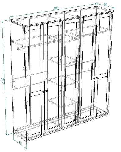 Шкаф распашной София РАХ-9 МДФ Аквамарин - фото 3