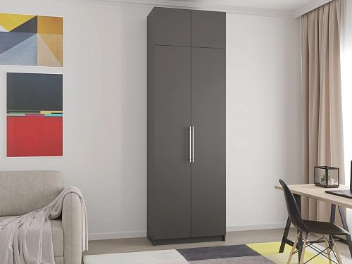 Шкаф распашной Калифорния-2 с антресолью Графит - фото 1