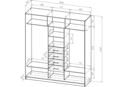 Шкаф-купе Каскад 4+4я - фото 2
