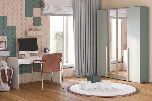 Шкаф распашной Солфорд 4 с зеркалами Сумеречно Голубой - фото 1