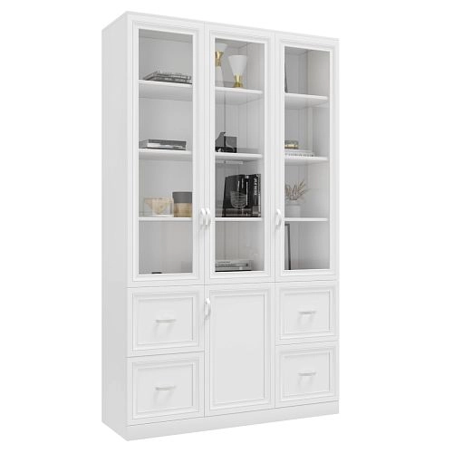 Шкаф Библиотека Библиограф 3.5 Рельеф Белый - фото 3