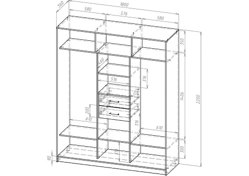 Шкаф-купе Каскад 3+2я - фото 2