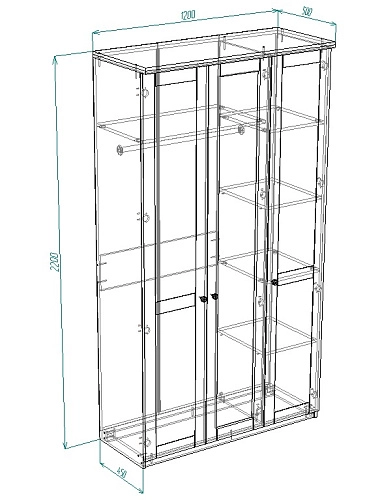 Шкаф распашной София РАХ-6 МДФ Аквамарин - фото 3