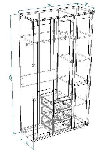 Шкаф распашной София РАХ-15 МДФ Графит - фото 3