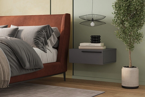 Тумба прикроватная подвесная Лорена Пакс-2 Графит - фото 1