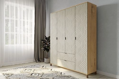 Шкаф распашной Марвин Йорк 4 фрезеровка 3 Сантьяго - фото 1