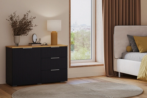 Комод Салерно 3 Черный - фото 1