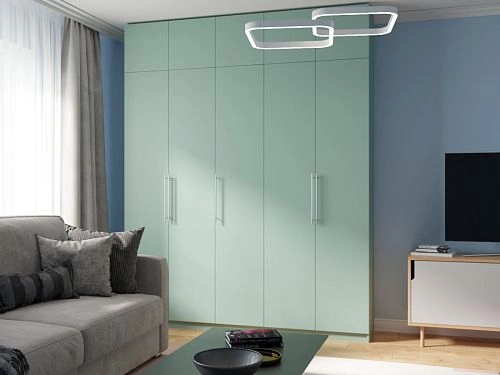 Шкаф распашной Калифорния-5 с антресолью Пастельный Зеленый - фото 1