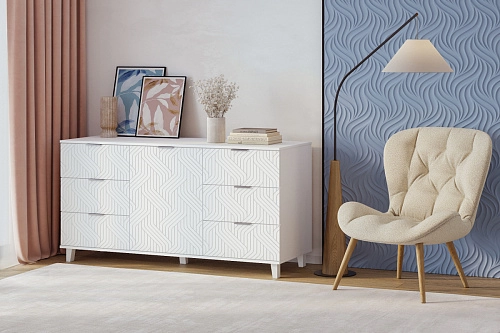 Комод Марвин 33 фрезеровка 3 Белый - фото 1