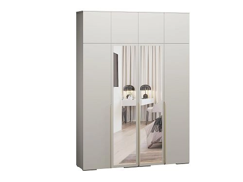 Шкаф распашной Солфорд 4 с антресолью с зеркалами Кашемир - фото 2