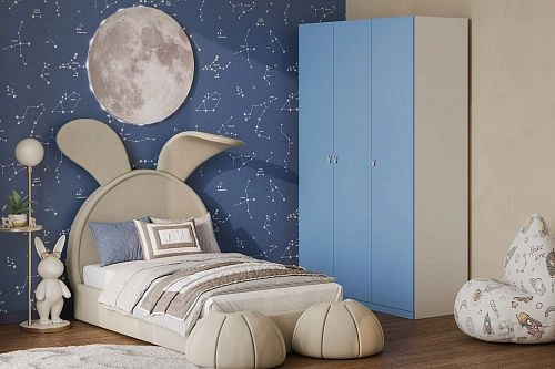 Шкаф распашной Банни-3 Пастельно-Синий - фото 1