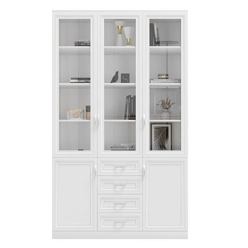 Шкаф Библиотека Библиограф 3.8 Рельеф Белый - фото 4