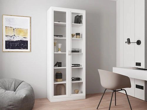 Книжный шкаф Библиограф 2.1 Рельеф Белый - фото 1