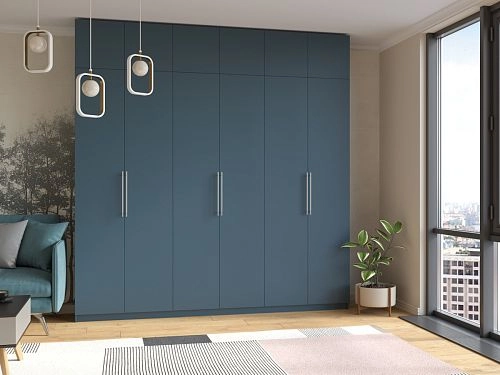 Шкаф распашной Калифорния-6 с антресолью Альби Полуночно-синий - фото 1