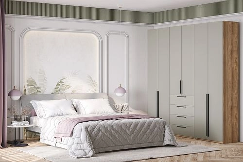 Шкаф распашной Хейсон-8 Кашемир Блэквуд Ячменный - фото 1