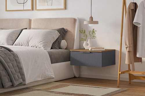 Тумба прикроватная подвесная Салерно 1 Графит - фото 1