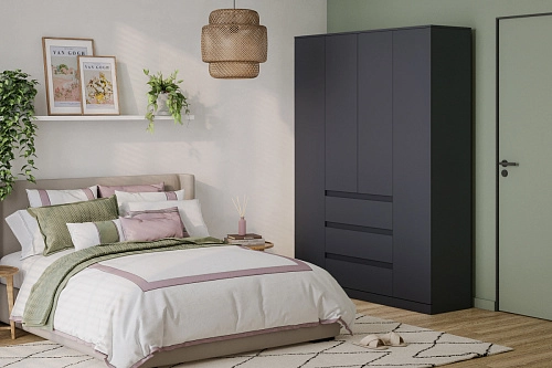 Шкаф распашной Стефани Мальм-4 Графит - фото 1