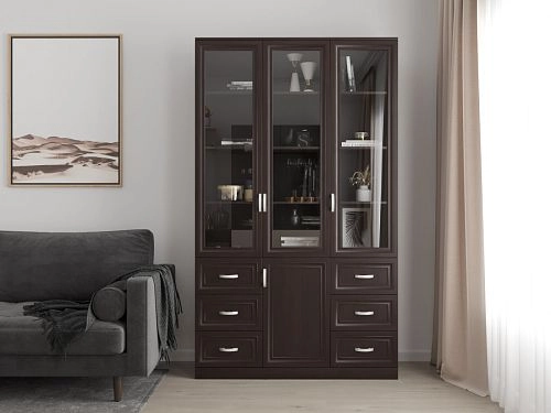 Шкаф Библиотека Библиограф 3.7 Рельеф Венге - фото 1