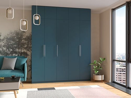 Шкаф распашной Калифорния-5 с антресолью Альби Полуночно-синий - фото 1