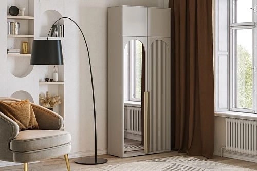 Шкаф распашной Брей-2 Хит с антресолью с зеркалом Кашемир - фото 1