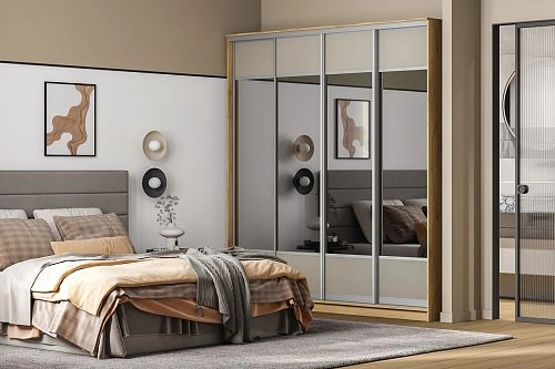 Шкаф-купе Борнео-4.6 Дуб Золотистый/Серебро - фото 1