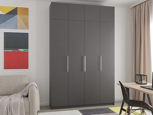 Шкаф распашной Калифорния-4 с антресолью Графит - фото 1